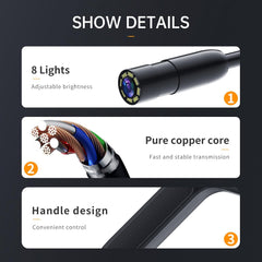 Industrial Endoscope Borescope Camera with LED Light – 2m/5m/10m Waterproof Snake Camera for Auto, Aircraft & Pipe Inspection
